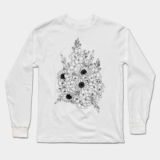 August Birth Month Flower Bouquet Drawing Long Sleeve T-Shirt